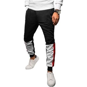 černé tepláky jogger s bílo-červeným vzorem obraz