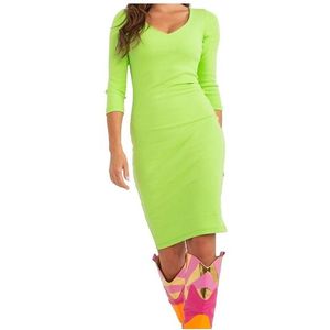 Světle zelené žebrované mini šaty s výstřihem obraz