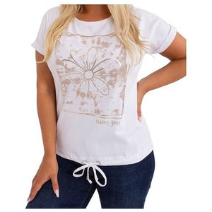 Bílé triko s potiskem květiny obraz