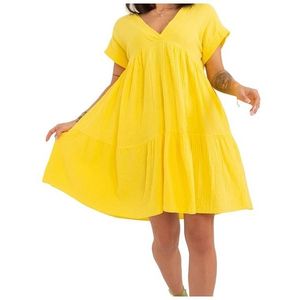 žluté oversize mini šaty s výstřihem obraz