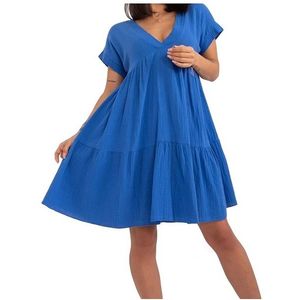 Modré oversize mini šaty s výstřihem obraz