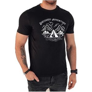 černé pánské tričko s potiskem adventure obraz