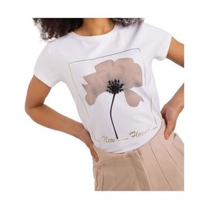 Bílé dámské tričko s potiskem květiny obraz