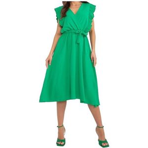 Zelené volné midi šaty s páskem obraz
