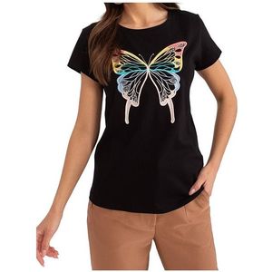 černé tričko s potiskem motýla obraz