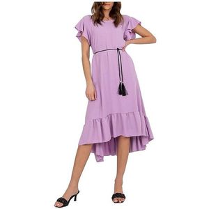 Světle fialové volné midi šaty s volánky obraz