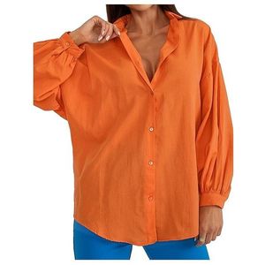 Oranžová dámská košile s nabíranými rukávy obraz