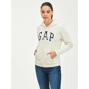 GAP Logo full-zip hoodie Mikina Béžová obraz