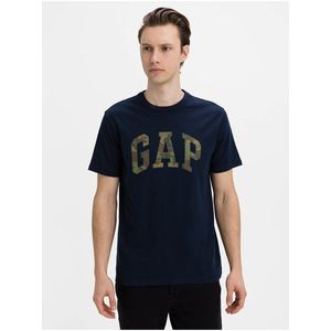 Modré pánské tričko GAP Logo v-ss camo arch tee obraz