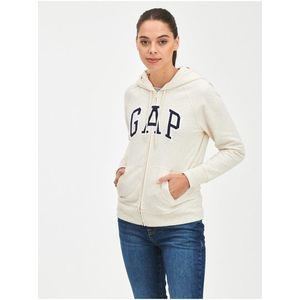 Béžová dámská mikina GAP Logo full-zip hoodie obraz