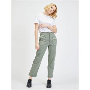 Zelené dámské kalhoty girlfriend khaki high rise GAP obraz