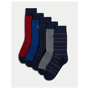 Sada pěti párů pánských ponožek v modré, šedé a červené barvě Marks & Spencer obraz