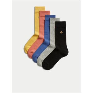 Sada pěti párů barevných pánských ponožek s výšivkou Marks & Spencer obraz