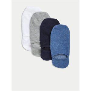 Sada čtyř párů pánských ponožek v modré, tmavě modré, šedé a bílé barvě Marks & Spencer Trainer Liners™ obraz