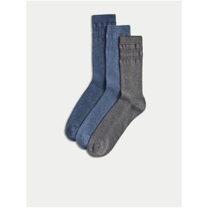 Sada tří párů pánských ponožek v modré a šedé barvě Marks & Spencer obraz