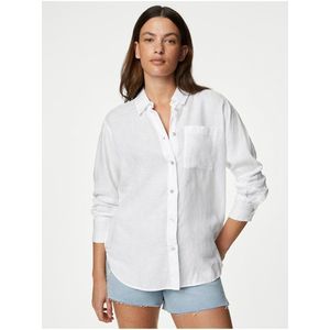 Bílá dámská lněná košile Marks & Spencer obraz