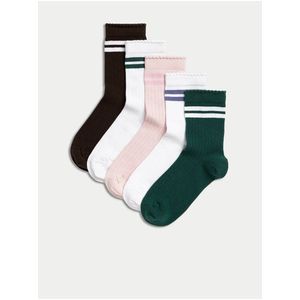 Sada pěti párů holčičích ponožek včerné, bílé a modré barvě Marks & Spencer obraz