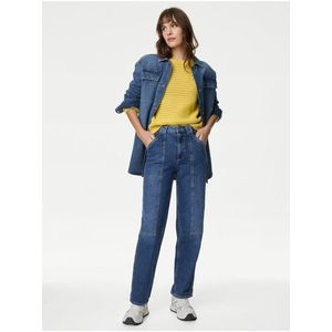 Tmavě modré dámské kapsáčové straight fit džíny Marks & Spencer obraz
