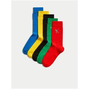 Sada pěti párů pánských ponožek v červené, žluté a modré barvě Marks & Spencer Cool & Fresh™ obraz