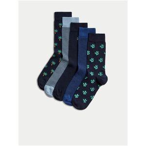 Sada pěti párů pánských ponožek v modré barvě Marks & Spencer Cool & Fresh™ obraz