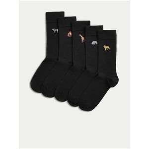 Sada pěti párů pánských ponožek v černé barvě Marks & Spencer Cool & Fresh™ obraz