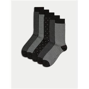 Sada pěti párů pánských ponožek v černé a šedé barvě Marks & Spencer Pima obraz