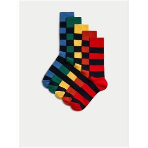 Sada pěti párů pruhovaných ponožek v modré, žluté a červené barvě Marks & Spencer Cool & Fresh™ obraz