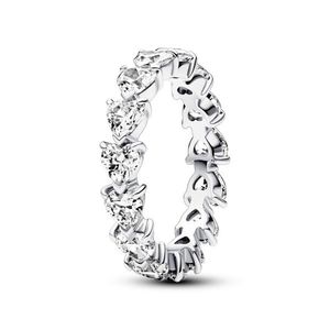 Pandora Třpytivý stříbrný prsten Row of Hearts Timeless 193103C01 60 mm obraz