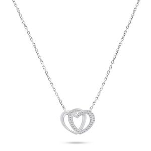 Brilio Silver Slušivý stříbrný náhrdelník srdce se zirkony NCL83W obraz