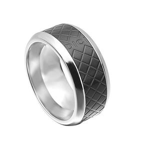 Dici Milano Černý vzorovaný prsten z oceli DCRG501502 64 mm obraz