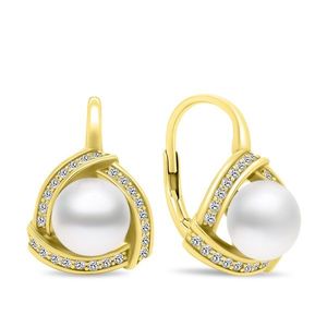 Brilio Silver Luxusní perlové náušnice z pozlaceného stříbra EA393Y obraz