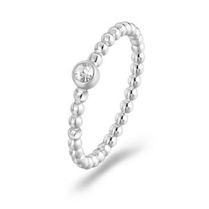 S`Agapõ Minimalistický ocelový prsten s krystalem For Love SFV46 50 mm obraz