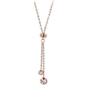 Troli Růžově pozlacený ocelový náhrdelník s krystaly obraz