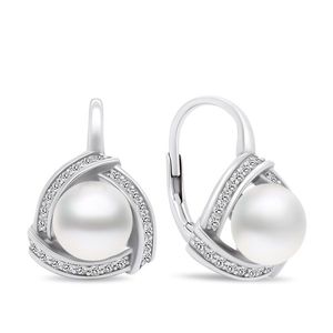 Brilio Silver Luxusní perlové náušnice ze stříbra EA393W obraz
