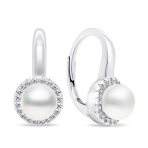 Brilio Silver Elegantní stříbrné náušnice s perlami a zirkony EA419W obraz