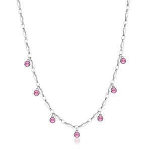 Brosway Třpytivý náhrdelník s růžovými krystaly Symphonia BYM140 obraz