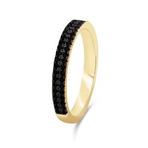 Brilio Silver Třpytivý pozlacený prsten s černými zirkony RI058Y 56 mm obraz