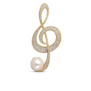 JwL Luxury Pearls Třpytivá perlová brož Houslový klíč JL0702 obraz