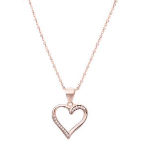 Beneto Růžově pozlacený stříbrný náhrdelník se srdcem AGS289/47-ROSE (řetízek, přívěsek) obraz