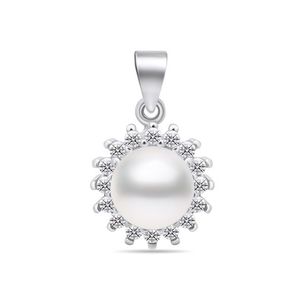 Brilio Silver Elegantní perlový přívěsek s čirými zirkony PT108W obraz