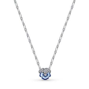 Pandora Překrásný stříbrný náhrdelník Modrá maceška 390770C01-50 (řetízek, přívěsek) obraz