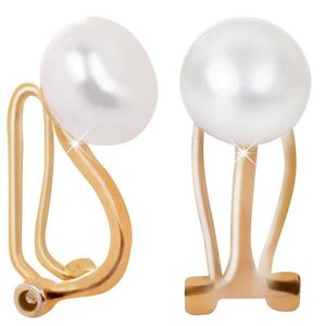 JwL Luxury Pearls Pozlacené náušnice klipsy s pravou perlou JL0399 obraz