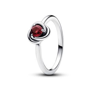 Pandora Stříbrný prsten s červeným krystalem Červencový kámen věčnosti 192993C07 56 mm obraz