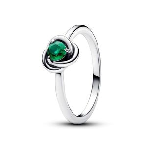 Pandora Stříbrný prsten se zeleným krystalem Květnový měsíční kámen 192993C05 54 mm obraz