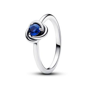 Pandora Stříbrný prsten s modrým krystalem Zářijový kruh věčnosti 192993C09 52 mm obraz