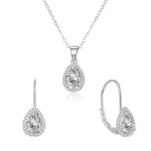 Beneto Třpytivá stříbrná souprava šperků se zirkony AGSET194R (náhrdelník, náušnice) obraz