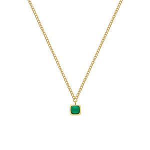 Hot Diamonds Jemný pozlacený náhrdelník se zeleným achátem a diamantem Gemstones DN197 obraz