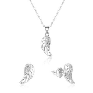 Beneto Stříbrná souprava šperků andělská křídla AGSET64RL (náhrdelník, náušnice) obraz
