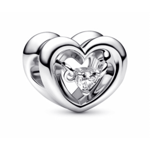 Pandora Půvabný stříbrný drops Srdce s plovoucím zirkonem Moments 792493C01 obraz