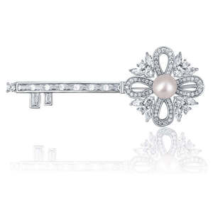 JwL Luxury Pearls Překrásná brož s perlou 2v1 ve tvaru klíče JL0663 obraz